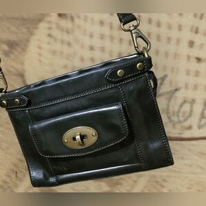 Fossil Black Leather Crossbody Bag